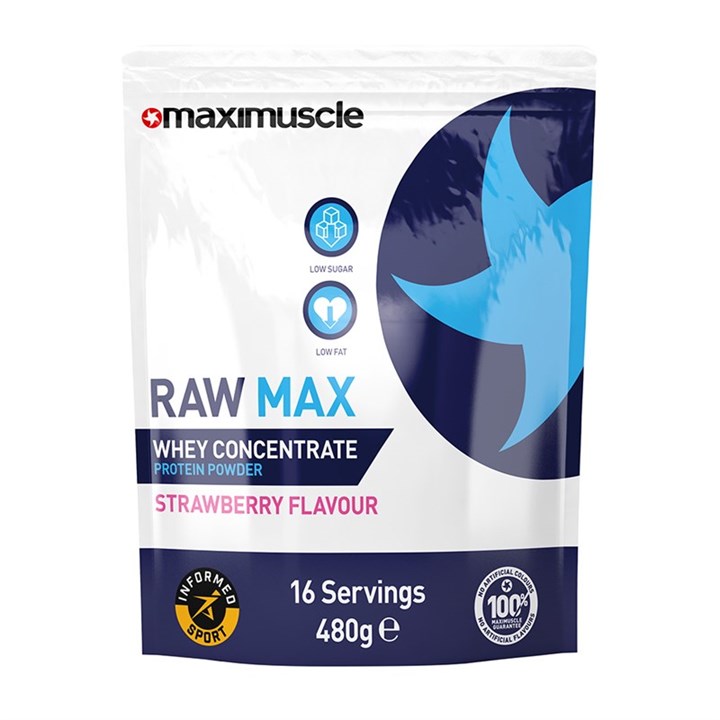 Maximuscle Raw Max Whey Concentrate Protein Powder (WPC) 480g - Strawberry (BBE )